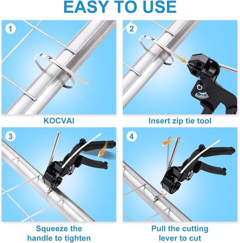 Heavy Duty Metal Zip Ties Tool Kit with 100pcs Self-locking Stainless Steel Zip Ties, Metal Tie Wrap Gun Kit for Chain Link Fence ties, Stainless Steel Cable Tie Gun for Fastening Cutting in Kuwait