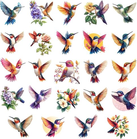 McEtt Hummingbird Sticker Sheets – Cute Colorful Hummingbird Nature Illustration Stickers – 5 Sheet Pack (120 Pieces) in Kuwait