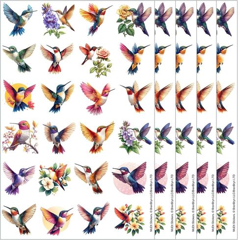 McEtt Hummingbird Sticker Sheets – Cute Colorful Hummingbird Nature Illustration Stickers – 5 Sheet Pack (120 Pieces) in Kuwait