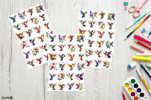 McEtt Hummingbird Sticker Sheets – Cute Colorful Hummingbird Nature Illustration Stickers – 5 Sheet Pack (120 Pieces) in Kuwait