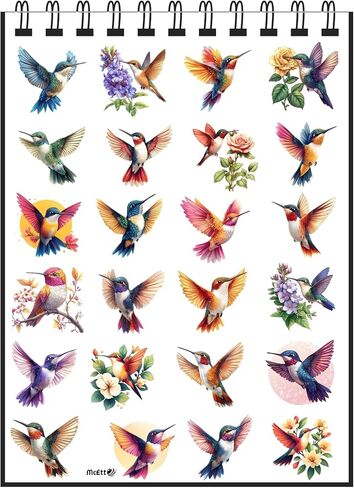 McEtt Hummingbird Sticker Sheets – Cute Colorful Hummingbird Nature Illustration Stickers – 5 Sheet Pack (120 Pieces) in Kuwait