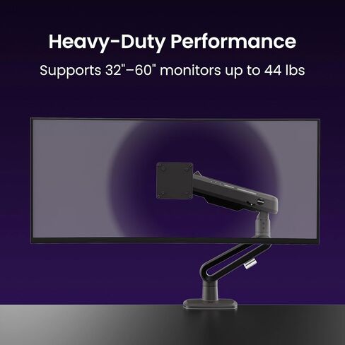 Kanto DMG Heavy-Duty Single Monitor Gaming Arm for 32"-60" Displays | 44 lb Weight Capacity | Height Adjustment w/Spring Arm | RGB Lighting | Compatible with Flat, Curved & Ultrawide Monitors | Black in Kuwait