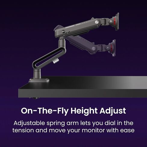 Kanto DMG Heavy-Duty Single Monitor Gaming Arm for 32"-60" Displays | 44 lb Weight Capacity | Height Adjustment w/Spring Arm | RGB Lighting | Compatible with Flat, Curved & Ultrawide Monitors | Black in Kuwait