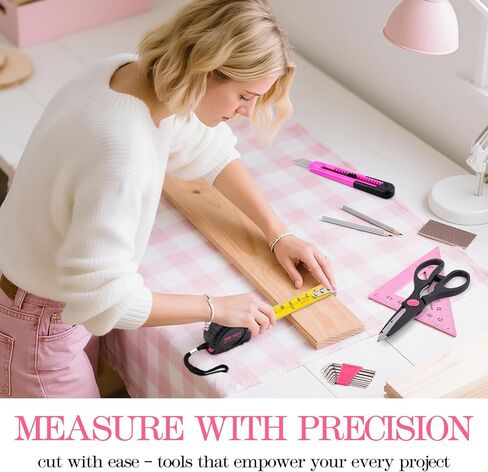 39-Piece Household Tool Set in - Perfect for Home, Garage, Office and Dorm Use - Essential Tools for The Whole Family (Pink) in Saudi Arabia