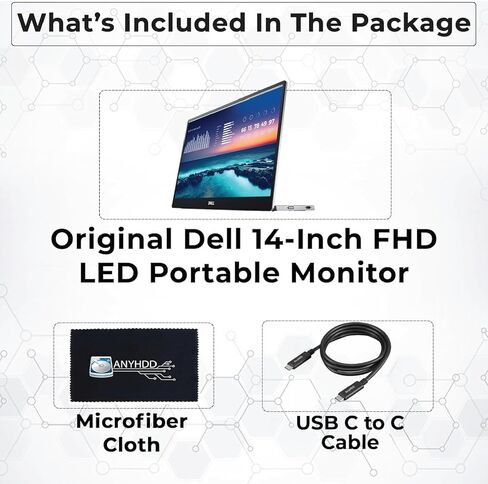P1424H شاشة Dell المحمولة مقاس 14 بوصة لشاشة FHD LED مع إنتاجية الشاشة المزدوجة، والتبديل داخل الطائرة، واتصال USB-C، والإضاءة الزرقاء المنخفضة، وبرنامج إدارة العرض in Kuwait