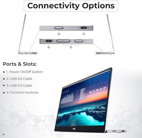 P1424H شاشة Dell المحمولة مقاس 14 بوصة لشاشة FHD LED مع إنتاجية الشاشة المزدوجة، والتبديل داخل الطائرة، واتصال USB-C، والإضاءة الزرقاء المنخفضة، وبرنامج إدارة العرض in Kuwait