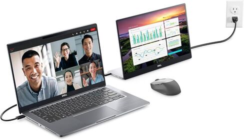 P1424H شاشة Dell المحمولة مقاس 14 بوصة لشاشة FHD LED مع إنتاجية الشاشة المزدوجة، والتبديل داخل الطائرة، واتصال USB-C، والإضاءة الزرقاء المنخفضة، وبرنامج إدارة العرض in Kuwait