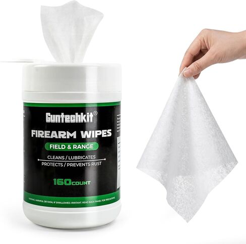 Gun Cleaning Wipes - Field & Range Pre-Saturated CLP Gun Wipes for Cleaning, Lubricating & Protecting - Gun Cleaning Supplies Suitable for All Firearms, 160 Count 6×7 Inch in Kuwait