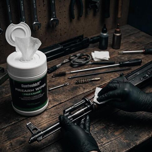 Gun Cleaning Wipes - Field & Range Pre-Saturated CLP Gun Wipes for Cleaning, Lubricating & Protecting - Gun Cleaning Supplies Suitable for All Firearms, 160 Count 6×7 Inch in Kuwait