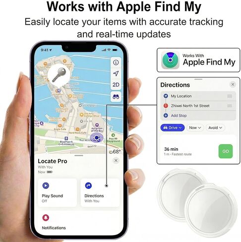 عبوتان من جهاز تعقب GPS للمركبات المزودة بحافظة مغناطيسية تعمل مع Apple Find My (iOS فقط) مقاوم للماء عالمي لتتبع الموقع في الوقت الحقيقي، جهاز مخفي للسيارة، مكتشف بلوتوث، لا يتطلب أي رسوم أو اشتراك in Kuwait