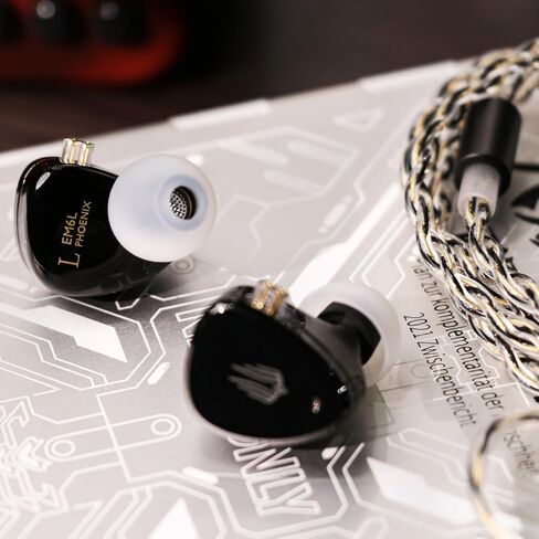 جهاز مراقبة الأذن SIMGOT EM6L، 1DD + 4BA Hybrid Driver IEM، سماعات أذن سلكية للألعاب/HiFi مع غطاء راتنج مطبوع ثلاثي الأبعاد، مع كابل مطلي بالفضة قابل للفصل لعشاق الموسيقى in Saudi Arabia