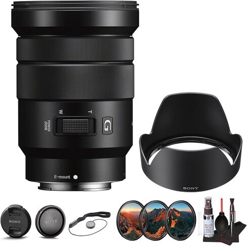 Sony E PZ 18-105mm f/4 G OSS Lens for APS-C E-Mount Cameras with Filter Kit, Lens Cap Keeper, Cleaning Kit, Protective Accessories Bundle in Kuwait
