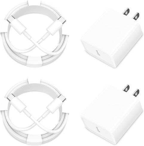 [Apple MFi Certified] iPhone 17 Charger Fast Charging, Stuffcool 4Pack PD 20W USB C Chargers Dynamic Power Adapter Type C Wall Charger + 6FT Type C Cable for iPhone 17/17 Pro/17 Pro Max/16 Pro/15/iPad in Kuwait