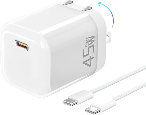 YISH 45W USB C Charger Block, Foldable Type C Charger Fast Charging with 3.3FT USBC Charging Cable, GaN Charger Compatible with iPhone 17/16/15 Series, MacBook, iPad, Samsung Galaxy (Orange) in Saudi Arabia