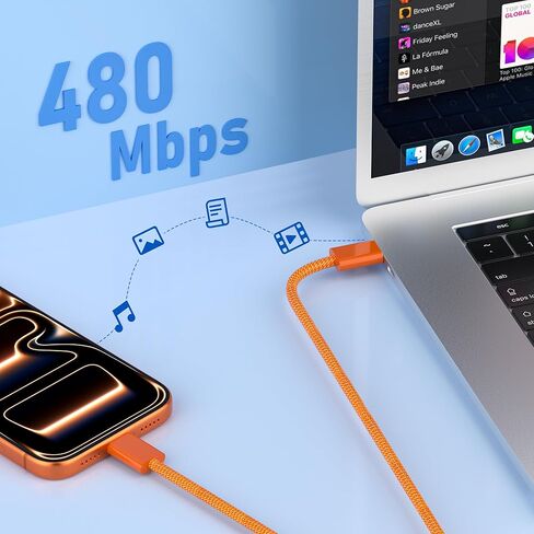 YISH 45W USB C Charger Block, Foldable Type C Charger Fast Charging with 3.3FT USBC Charging Cable, GaN Charger Compatible with iPhone 17/16/15 Series, MacBook, iPad, Samsung Galaxy (Orange) in Saudi Arabia