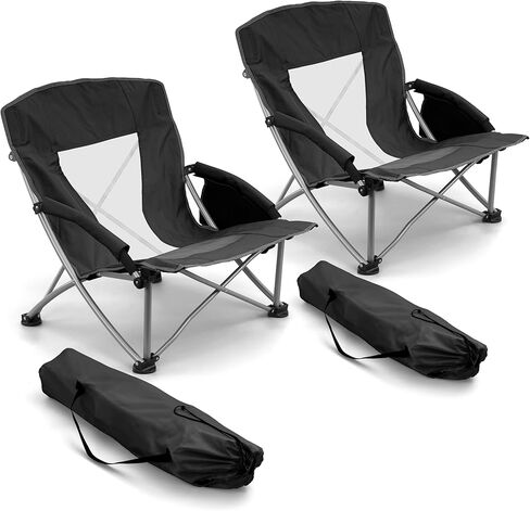HaSteeL Low Beach Chairs for Adults, Lightweight Camping Folding Chair with Carrying Bag, Portable for Outdoors Lawn Backyard Patio RV Trip Fishing Sport Tailgating, Support 300LBS, Blue, 2 Pack in Kuwait