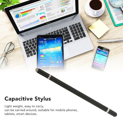 Active Stylus Pens for Touch Screens, 3 in 1 Accurate Positioning Fine Point Stylus, Universal Capacitive Stylus with 2 Fiber Nibs for Mobile Phone Tablet Smart Device(Black) in Kuwait