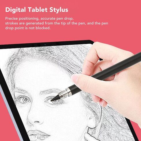 Active Stylus Pens for Touch Screens, 3 in 1 Accurate Positioning Fine Point Stylus, Universal Capacitive Stylus with 2 Fiber Nibs for Mobile Phone Tablet Smart Device(Black) in Kuwait
