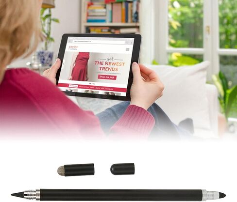 Active Stylus Pens for Touch Screens, 3 in 1 Accurate Positioning Fine Point Stylus, Universal Capacitive Stylus with 2 Fiber Nibs for Mobile Phone Tablet Smart Device(Black) in Kuwait