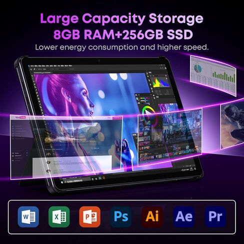 CHUWI 2 in 1 Laptop Tablet, Windows 11 Tablet with Keyboard 10.1'', Intel i3 (Up to 3.9GHz), 8GB RAM 256GB SSD, Windows Tablet PC in Kuwait