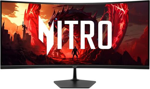 acer Nitro 34" 1500R 21:9 Curved Zero-Frame QHD 3440 x 1440 Gaming Monitor | AMD FreeSync Premium | 200Hz Refresh | Up to 0.5ms | 1 x Display Port 1.4 & 2 x HDMI 2.1 Ports | EDA340CUR X0biip in Kuwait