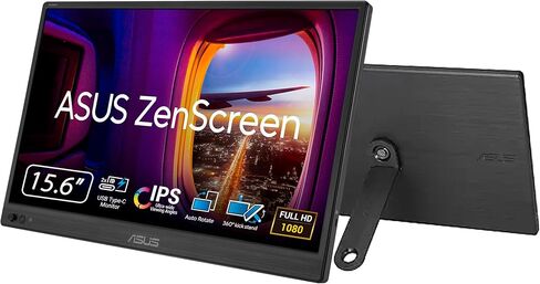 ASUS ZenScreen 16" Portable USB Monitor (MB169CK-P) - Full HD, IPS, Dual USB-C, Eye Care, Flicker Free, Blue Light Filter, Anti-Glare Surface, 360° Kickstand, 3 yr Warranty in Kuwait