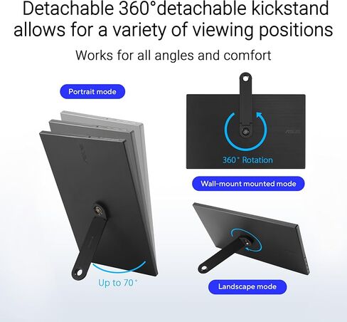 ASUS ZenScreen 16" Portable USB Monitor (MB169CK-P) - Full HD, IPS, Dual USB-C, Eye Care, Flicker Free, Blue Light Filter, Anti-Glare Surface, 360° Kickstand, 3 yr Warranty in Kuwait