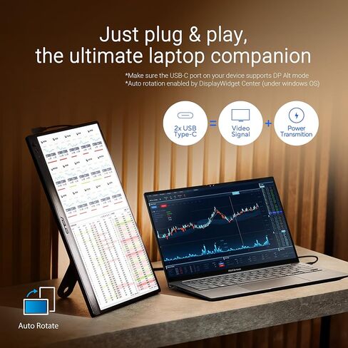 ASUS ZenScreen 16" Portable USB Monitor (MB169CK-P) - Full HD, IPS, Dual USB-C, Eye Care, Flicker Free, Blue Light Filter, Anti-Glare Surface, 360° Kickstand, 3 yr Warranty in Kuwait