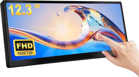 wisecoco 12.3 Inch Touch Screen Monitor IPS 1920x720 Stretched Bar LCD CNC Shell Mini Secondary Screen Portable Display HDMI for Laptop PC Temperature Aida64 GPU CPU RAM Monitoring in Kuwait