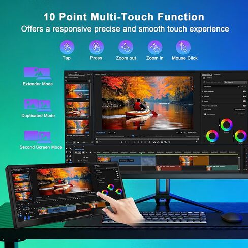 wisecoco 12.3 Inch Touch Screen Monitor IPS 1920x720 Stretched Bar LCD CNC Shell Mini Secondary Screen Portable Display HDMI for Laptop PC Temperature Aida64 GPU CPU RAM Monitoring in Kuwait