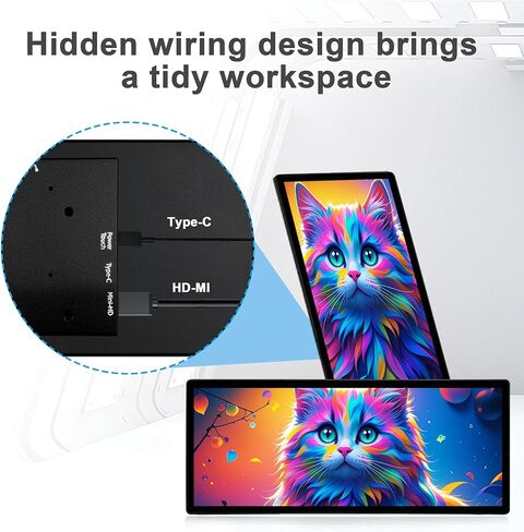 wisecoco 12.3 Inch Touch Screen Monitor IPS 1920x720 Stretched Bar LCD CNC Shell Mini Secondary Screen Portable Display HDMI for Laptop PC Temperature Aida64 GPU CPU RAM Monitoring in Kuwait