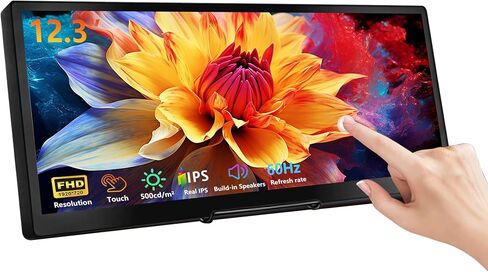 wisecoco 12.3 Inch Touch Screen Monitor IPS 1920x720 Stretched Bar LCD CNC Shell Mini Secondary Screen Portable Display HDMI for Laptop PC Temperature Aida64 GPU CPU RAM Monitoring in Kuwait