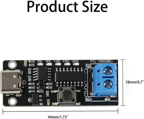 وحدة تشغيل الشحن السريع USB-C بقوة 100 واط، دعم بروتوكول PD 3.0 / QC 3.0، جهد قابل للتعديل 5 فولت/9 فولت/12 فولت/15 فولت/20 فولت، تيار عالٍ 5 أمبير، مدخل أنثى من النوع C، وحدة تحويل الطاقة DIY in Kuwait