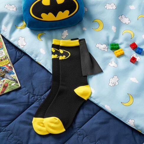 Superhero DC Comics Batman Black Yellow Youth Boys Caped Crew Socks (7-9) in Saudi Arabia