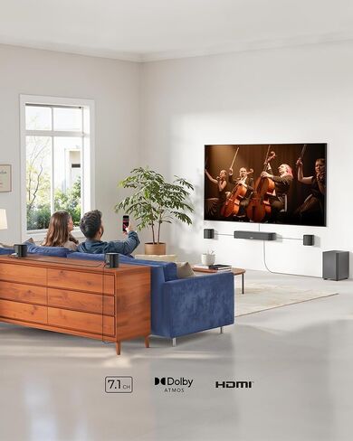 شريط صوت ULTIMEA 7.1CH مع Dolby Atmos، حزمة مع زوج حامل مكبر صوت قابل للتعديل، متوافق مع سلسلة Aura/Poseidon/Skywave، نظام المسرح المنزلي بقدرة 350 واط للتلفزيون الذكي in Kuwait