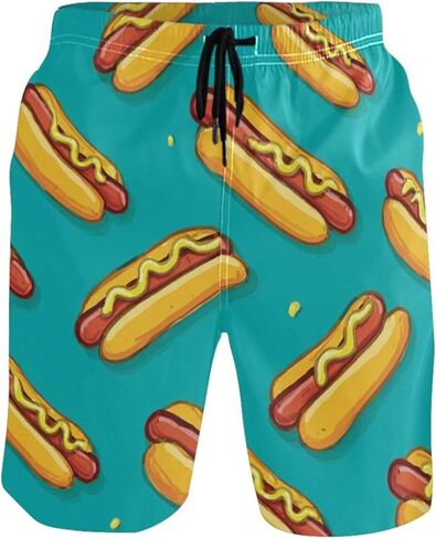 شورت سباحة رجالي من Hot Dog Food شورت سباحة للشاطئ سريع الجفاف مع جيوب مقاس XXL in Kuwait