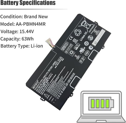 بطارية كمبيوتر محمول 63Wh AA-PBMN4MR متوافقة مع Samsung Galaxy Book Pro 360 13 13 بوصة NP930XDB-KD1US NP930XDB-KF3US NP935XDB Book2 NP930XED-KA1US NP930QED-KA2US Book3 14 14 بوصة NP940XFG-KC2US in Kuwait