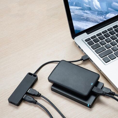 SEWACC USB Hub Ports High-Speed Data Splitter with Auxiliary Power Input Cable for Accessories Supports Dual SSD Compatible with Mouse Keyboard for Desktop Laptop in Kuwait