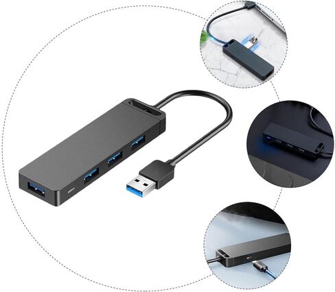SEWACC USB Hub Ports High-Speed Data Splitter with Auxiliary Power Input Cable for Accessories Supports Dual SSD Compatible with Mouse Keyboard for Desktop Laptop in Kuwait