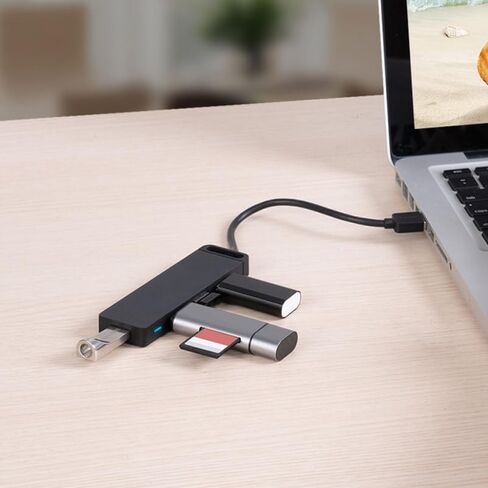 SEWACC USB Hub Ports High-Speed Data Splitter with Auxiliary Power Input Cable for Accessories Supports Dual SSD Compatible with Mouse Keyboard for Desktop Laptop in Kuwait