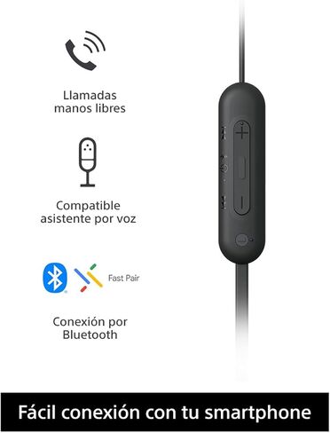 سماعات رأس بلوتوث لاسلكية من سوني WI-C100 مع عمر بطارية يصل إلى 25 ساعة، صوت واضح، تصميم خفيف الوزن، مقاومة للماء IPX4، مكالمات بدون استخدام اليدين، متوافقة مع Android وiOS - أسود in Kuwait