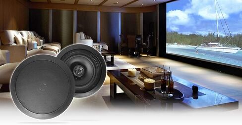 Rockville RPA60BT V2 Bundle: 1000W 2-Channel Karaoke Receiver Amplifier Mixer Bluetooth/USB, (4) Pairs HC85-16 Black 8" in-Ceiling Home Theater Speakers 16-Ohm, 5-Items in Kuwait