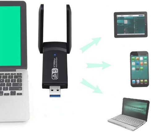 Ciciglow USB WiFi محول، 1200Mbps 2.4 جيجا هرتز 5.8 جيجا هرتز ثنائي النطاق جيجابت بطاقة شبكة الكمبيوتر المحمول، محول الشبكة اللاسلكية Vista / /2000/7/8/10، لنظام التشغيل Linux، لنظام التشغيل in Kuwait