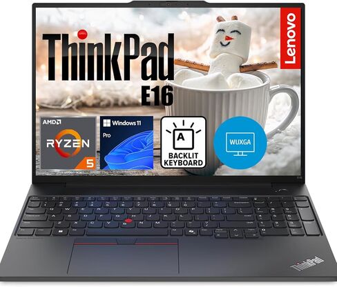 Lenovo ThinkPad E16 G2 16" WUXGA FHD Business Laptop with Backlit Keyboard | AMD Ryzen5 7535U 6-Core CPU | 64GB DDR4, 1TB PCIe SSD | Wi-Fi 6, RJ45 | Windows 11 Pro in Kuwait