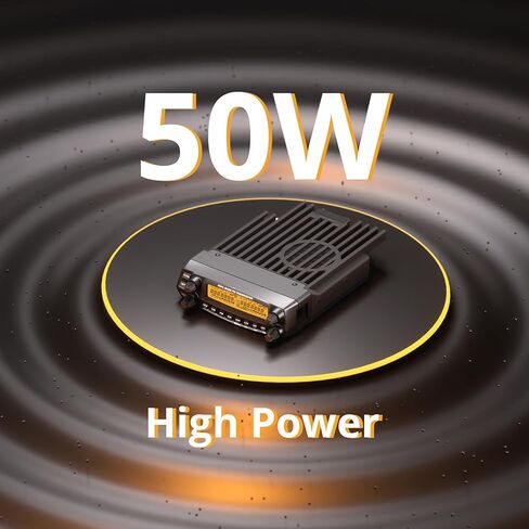 Radioddity DB50 50W UHF VHF Mobile Radio Transceiver High Power Ham Radio, Multi-Band Receiver with Detachable Front Panel & DB50K Mount Kit, Programming Cable, RS58 Mini Speaker, Chirp Compatible in Kuwait