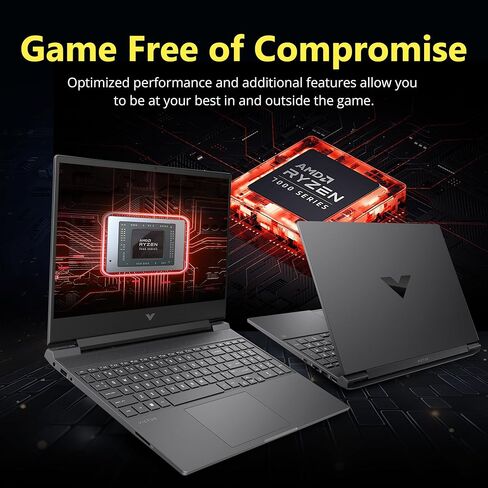 كمبيوتر محمول HP Victus مقاس 15.6 بوصة عالي الدقة 144 هرتز للألعاب، AMD Ryzen 5-7535HS، ذاكرة الوصول العشوائي DDR5 سعة 32 جيجابايت، 1 تيرابايت PCIe SSD، AMD Radeon RX 6550M، لوحة مفاتيح بإضاءة خلفية، Windows 11 Home، فضي (متجدد) in Kuwait