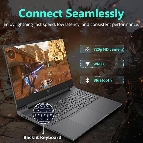 كمبيوتر محمول HP Victus مقاس 15.6 بوصة عالي الدقة 144 هرتز للألعاب، AMD Ryzen 5-7535HS، ذاكرة الوصول العشوائي DDR5 سعة 32 جيجابايت، 1 تيرابايت PCIe SSD، AMD Radeon RX 6550M، لوحة مفاتيح بإضاءة خلفية، Windows 11 Home، فضي (متجدد) in Kuwait