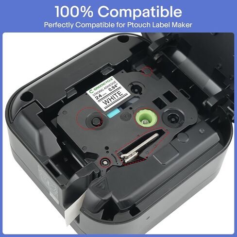 GREENCYCLE 5 عبوات TZe-S251 شريط لاصق قوي للغاية 24 مم متوافق مع TZe-S251 TZ-S251 AZe-S251 0.94 بوصة أسود على ملصق أبيض لـ PT-2730 D600VP D800W H500LI P700 P710BT P750W in Kuwait