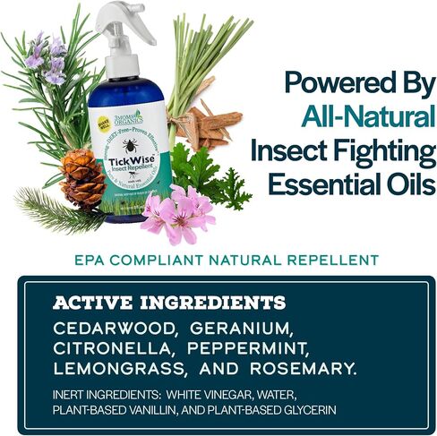 3 Moms Organics, TickWise 8oz 3 عبوات - خالية من DEET، طارد القراد والحشرات، زيوت عطرية نباتية، جميع المكونات الطبيعية، آمنة للأطفال والكبار والكلاب والخيول in Kuwait