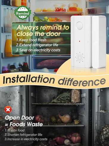 Freezer Door Alarm with Adjustable Voice Reminders (60s/30s/10s/0s Delay) for Open Freezer or Refrigerator Doors in Kuwait